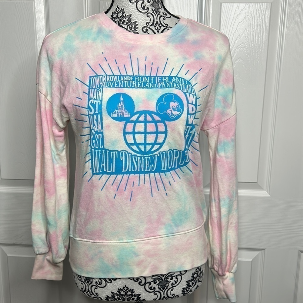 Disney World Tie Dye Pink Blue Mickey Mouse Pull Over XS